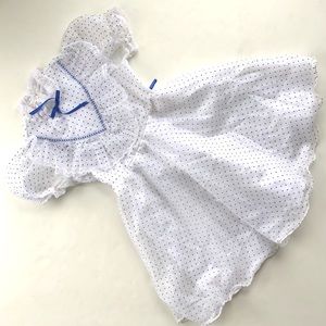 Vtg 80’s Merry Girl Party Dress White and Blue Polka Dots size 8